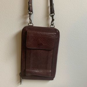 Eddie Bauer Brown Leather Crossbody Purse Wallet